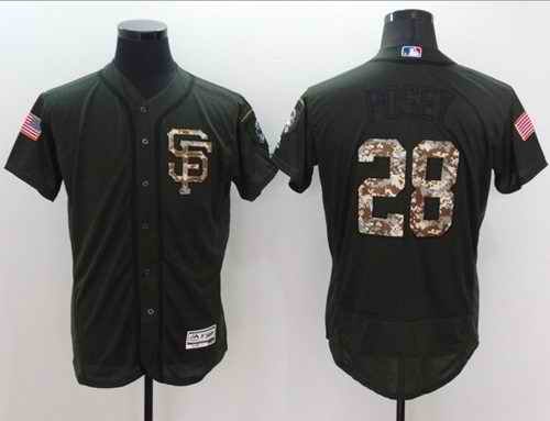 Giants #28 Buster Posey Green Flexbase Authentic Collection Salute to Service Stitched MLB Jersey