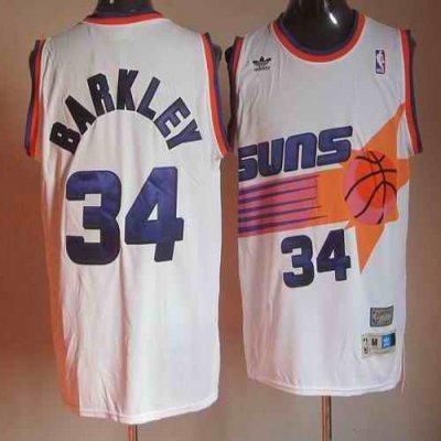 Mitchell & Ness Suns #34 Charles Barkley Stitched White Throwback NBA Jersey