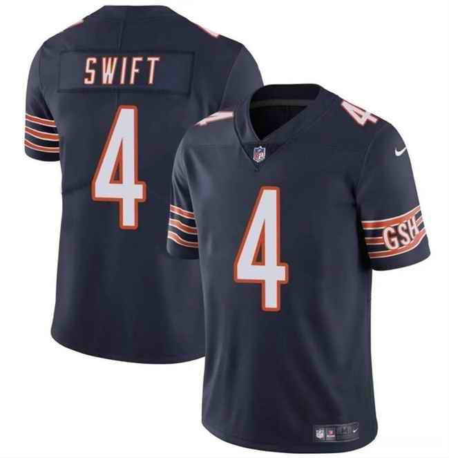 Men's Chicago Bears #4 D'Andre Swift Navy Vapor Stitched Football Jersey