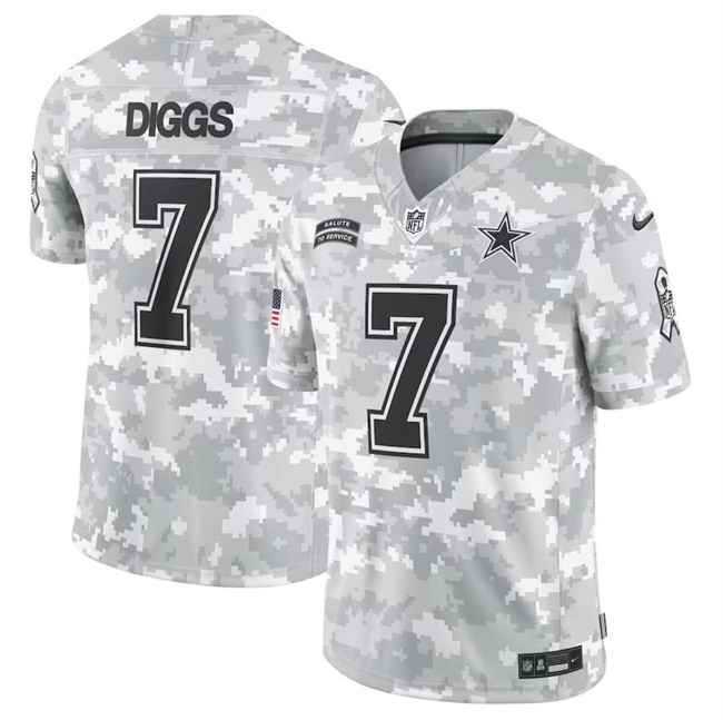 Men's Dallas Cowboys #7 Trevon Diggs 2024 F.U.S.E Arctic Camo Salute to Service Limited Stitched Football Jersey