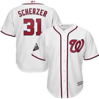 Men's Washington Nationals #31 Max Scherzer  Majestic White 2019 World Series Bound Cool Base Stitched MLB Jersey