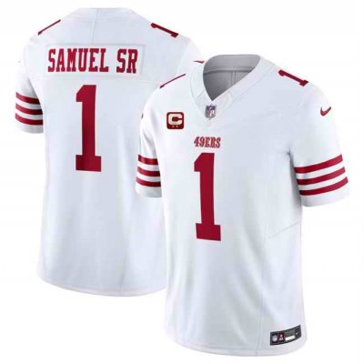 Men's San Francisco 49ers #1 Deebo Samuel SR White 2024 F.U.S.E. With 2-Star C Patch Vapor Untouchable Limited Stitched Football Jersey