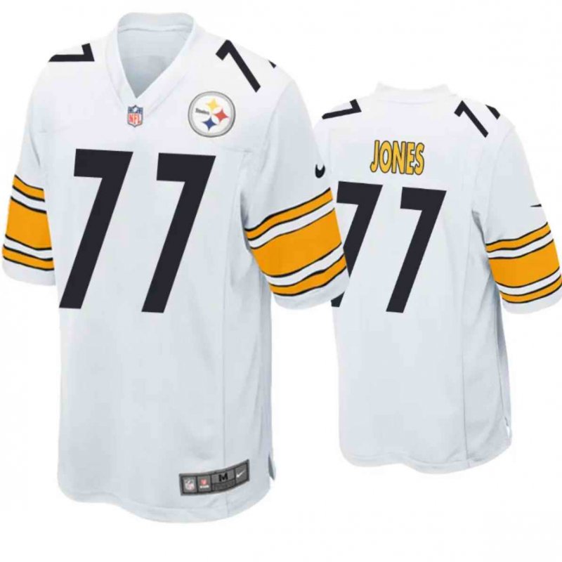 Men's Pittsburgh Steelers #77 Broderick Jones White 2023 Draft Stitched Game Jersey