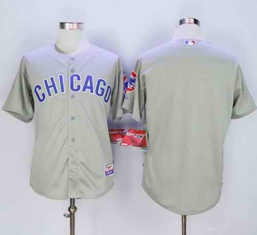 Cubs Blank Grey Road Cool Base Stitched MLB Jersey