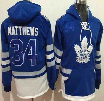 Maple Leafs #34 Auston Matthews Blue Name & Number Pullover NHL Hoodie