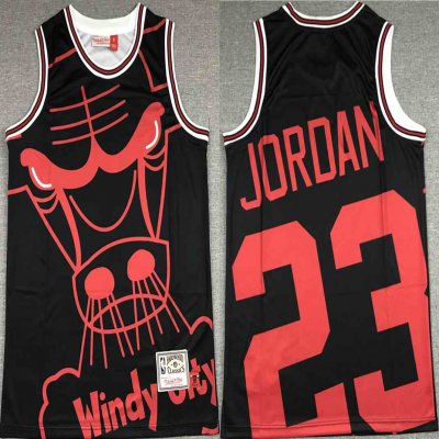 Men's Chicago Bulls #23 Michael Jordan Black Big face Stitched Jersey