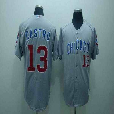 Cubs #13 Starlin Castro Stitched Grey MLB Jersey