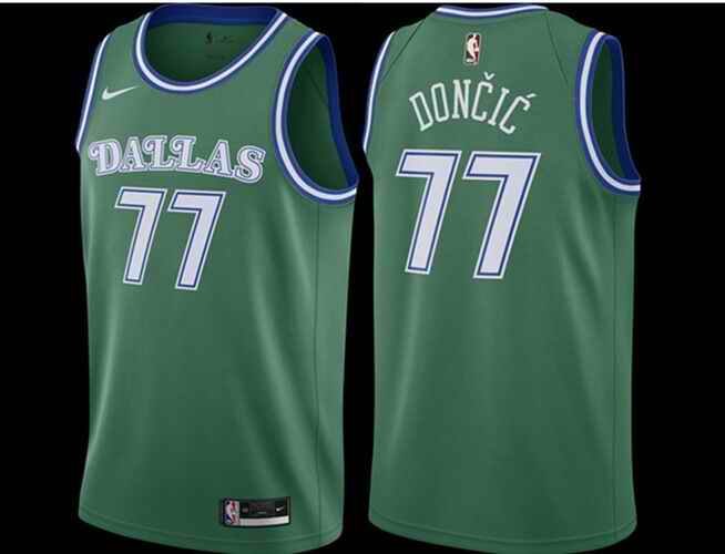 Youth Dallas Mavericks #77 Luka Doncic Green City Edition Stitched Jersey