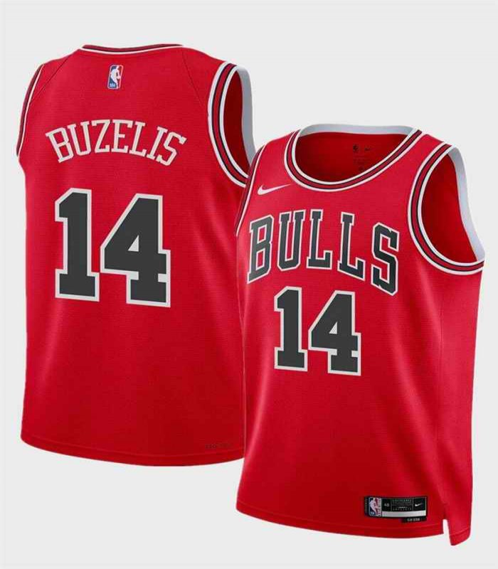 Men's Chicago Bulls #14 Matas Buzelis Red 2024 Draft Icon Edition Stitched Basketball Jersey