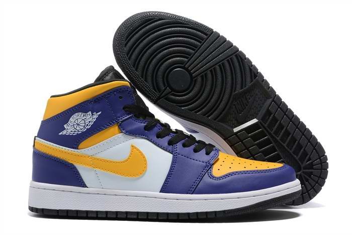 Men's Running Weapon Air Jordan 1 White/Purple/Yellow Shoes 0339