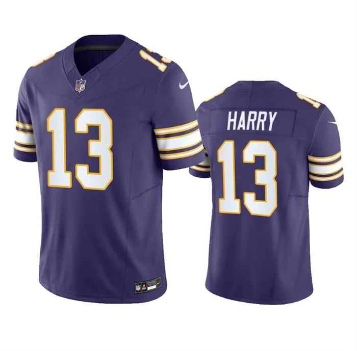 Men's Minnesota Vikings #13 N'Keal Harry Purple 2023 F.U.S.E. Throwback Vapor Untouchable Limited Stitched Jersey