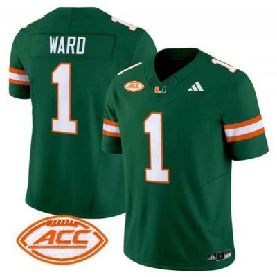 Men's Miami Hurricanes #1 Cam Ward Green F.U.S.E Stitched Jerseys