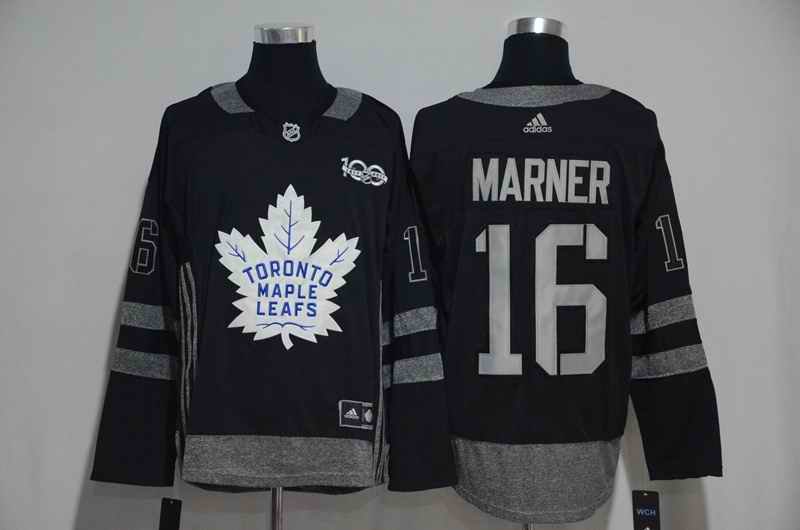 Toronto Maple Leafs #16 Mitchell Marner Black Men's 1917-2017 100th  Anniversary Stitched NHL Jersey