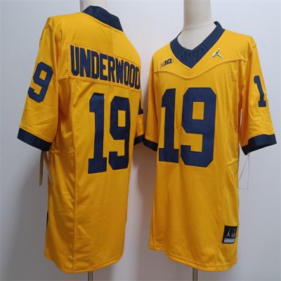 Men's Michigan Wolverines #19 Bryce Underwood Yellow 2024 F.U.S.E. Stitched Jersey