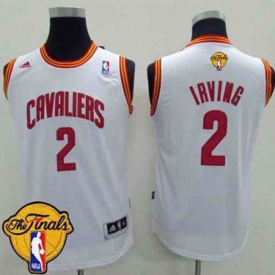 Cavaliers #2 Kyrie Irving White The Finals Patch Stitched Youth NBA Jersey