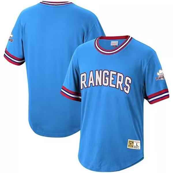 Men's Texas Rangers Light Blue Mitchell & Ness Stitched Baseball T-Shirt