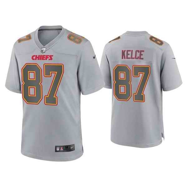 Men's Kansas City Chiefs #87 Travis Kelce Grey Atmosphere Fashion Stitched Game Jersey