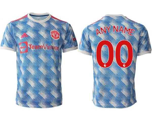 Men's Manchester United Custom 2021/22 Light Blue Away Soccer Jersey