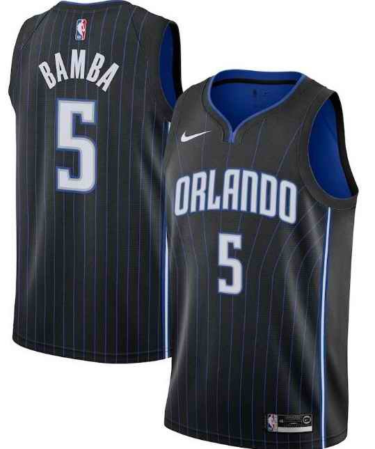 Men's Orlando Magic #5 Mohamed Bamba Black Icon Edition Stitched Swingman Jersey