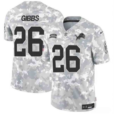 Men's Detroit Lions #26 Jahmyr Gibbs 2024 F.U.S.E Arctic Camo Salute to Service Limited Stitched Football Jersey