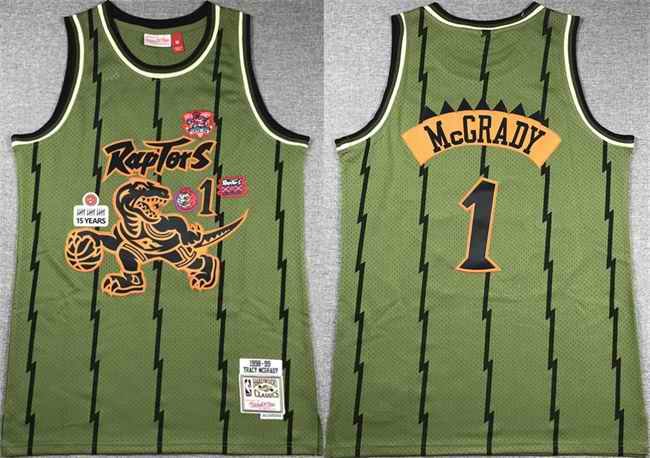 Men's Toronto Raptors #1 Tracy McGrady Green 1998-99 Throwback Stitched Jersey