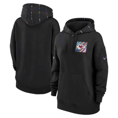 Women's Kansas City Chiefs Black 2023 Crucial Catch Club Pullover Hoodie(Run Small)