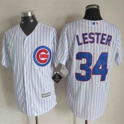 Cubs #34 Jon Lester White Strip New Cool Base Stitched MLB Jersey