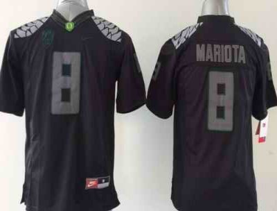 Ducks #8 Marcus Mariota Blackout Stitched Youth NCAA Jersey