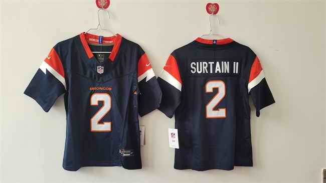 Youth Denver Broncos #2 Pat Surtain II Navy 2024 F.U.S.E. Alternate Vapor Limited Stitched Football Jersey