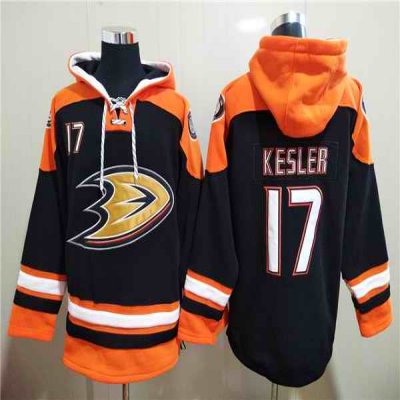 Men's Anaheim Ducks #17 Ryan Kesler Black Ageless Must-Have Lace-Up Pullover Hoodie