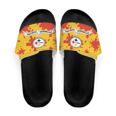 Men's Pittsburgh Steelers Beach Adjustable Slides Non-Slip Slippers/Sandals/Shoes 001