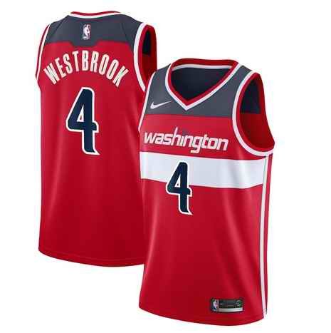 Men's Washington Wizards #4 Russell Westbrook Red Swingman Stitched Jersey