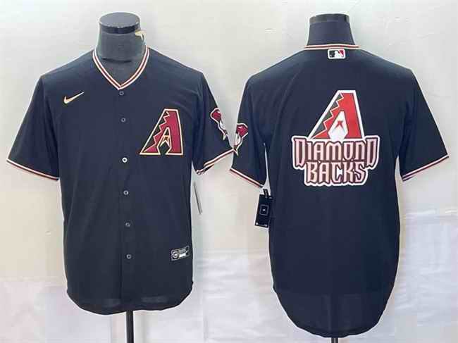 Men's Arizona Diamondbacks Black Team Big Logo Cool Base Stitched Baseball Jersey