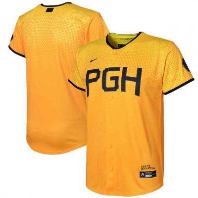 Youth Pittsburgh Pirates Blank Gold 2023 City Connect Stitched Jersey