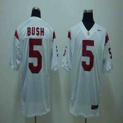 Trojans #5 Reggie Bush White Stitched NCAA Jersey