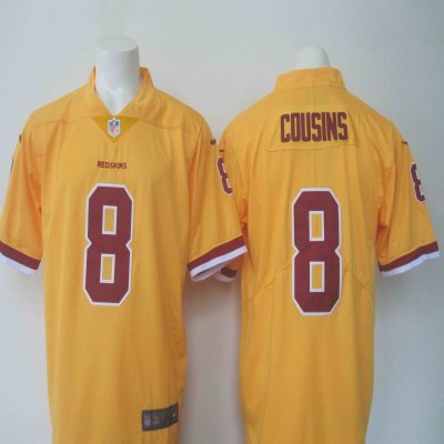 Men's Nike Redskins #8 Kirk Cousins Yellow Limited Rush Stitched NFL Jersey