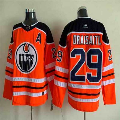 Men's Edmonton Oilers #29 Leon Draisaitl Orange Stitched Jersey