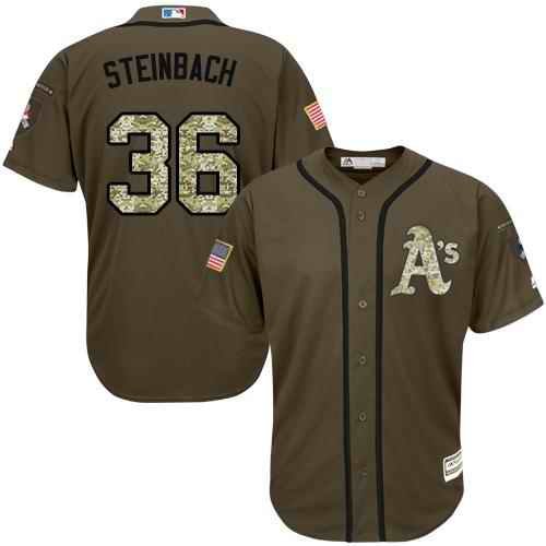 Athletics #36 Terry Steinbach Green Salute to Service Stitched MLB Jersey