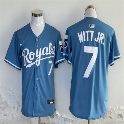 Men's Kansas City Royals #7 Bobby Witt Jr. Blue 2024 Limited Stitched Baseball Jersey