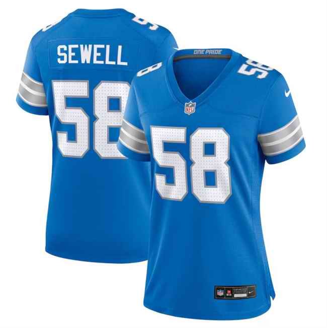 Women's Detroit Lions #58 Penei Sewell Blue 2024 Stitched Jersey(Run Smaller)