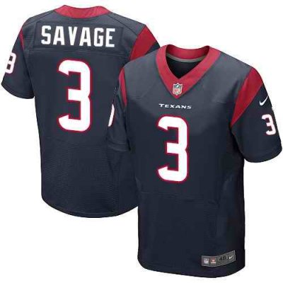 Nike Texans #3 Tom Savage Navy Blue Team Color Men's Stitched NFL Elite Jersey