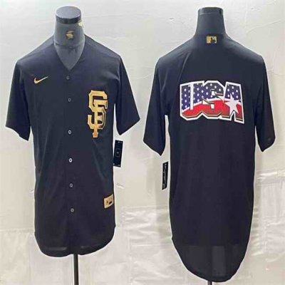 Men's San Francisco Giants Black Team Big Logo Cool Base Stitched Baseball Jersey