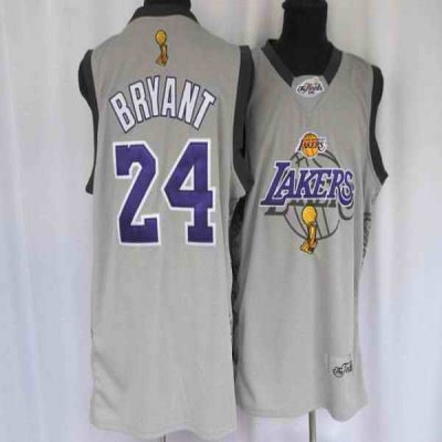 Lakers #24 Kobe Bryant Stitched Grey 2010 Finals Commemorative NBA Jersey