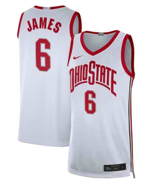 Men's Ohio State Buckeyes #6 LeBron James White Limited Stitched Basketball Jersey