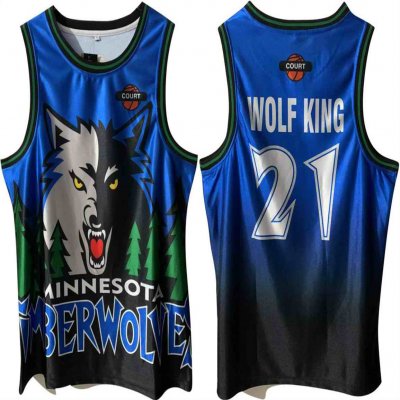 Men's Minnesota Timberwolves #21 Kevin Garnett Blue/Green Throwback Stitched Jersey