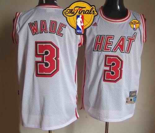 Heat #3 Dwyane Wade White Swingman Throwback Finals Patch Stitched NBA Jersey