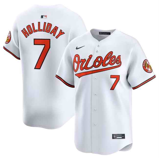 Men's Baltimore Orioles #7 Jackson Holliday White 2024 Home Limited Cool Base Stitched Baseball Jersey