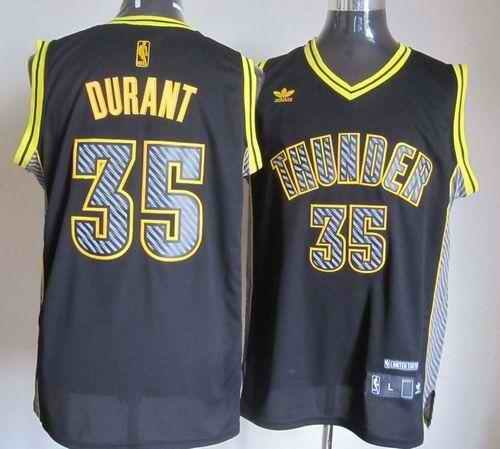 Thunder #35 Kevin Durant Black Electricity Fashion Stitched NBA Jersey