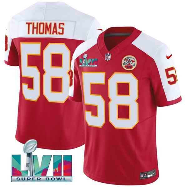 Men's Kansas City Chiefs #58 Derrick Thomas Red 2023 F.U.S.E. With Super Bowl LVII Patch Vapor Untouchable Limited Stitched Jersey