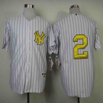 Yankees #2 Derek Jeter White Fashion Gold w/Commemorative Retirement Patch Stitched MLB Jersey